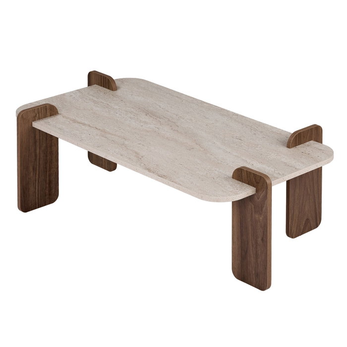 Nordure Mesa de Café Renard Travertino y Venezia Walnut
